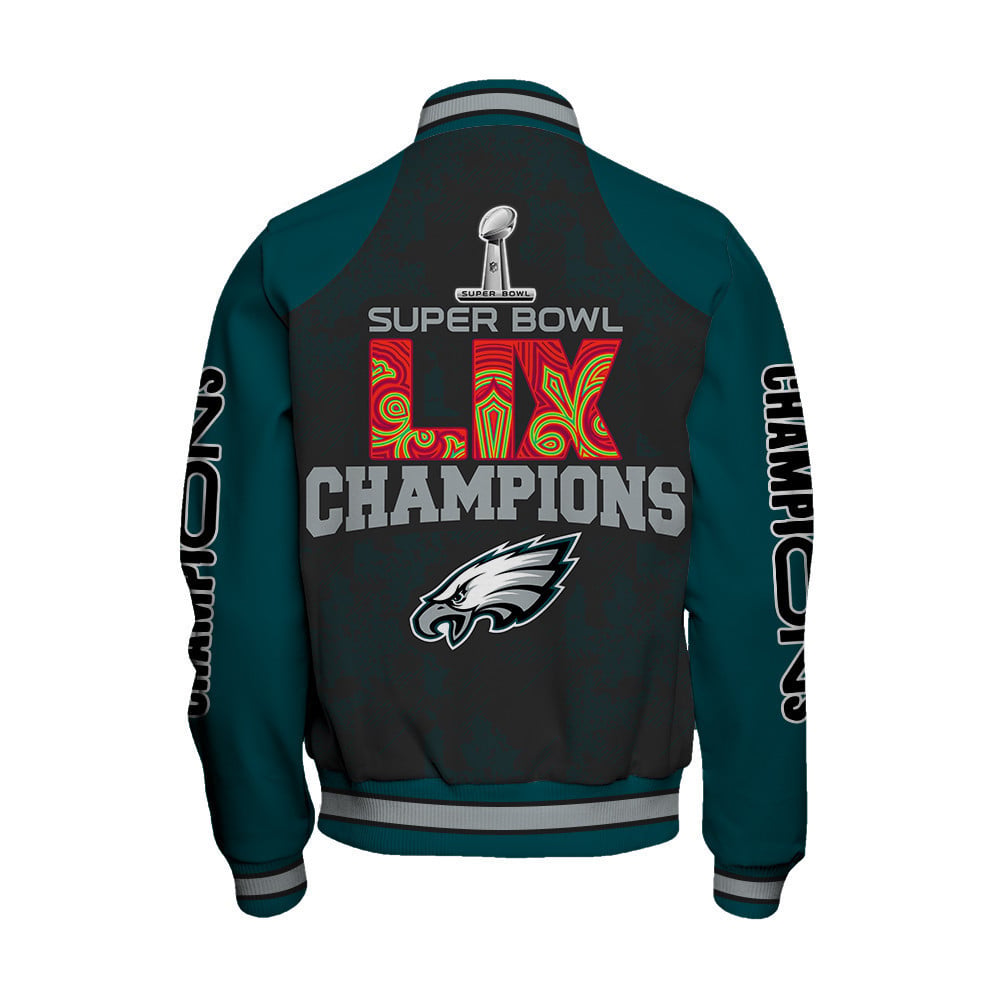 Philadelphia Eagles Super Bowl LIX Champions Victory Worn Proudly Varsity Jacket - All-Over-Printed Jacket