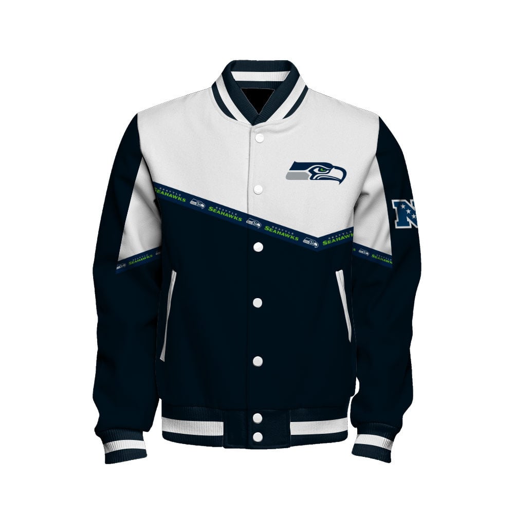 Seattle Seahawks College-Inspired Style Featuring Exclusive Artwork Varsity Jacket