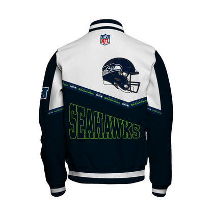 Seattle Seahawks College-Inspired Style Featuring Exclusive Artwork Varsity Jacket
