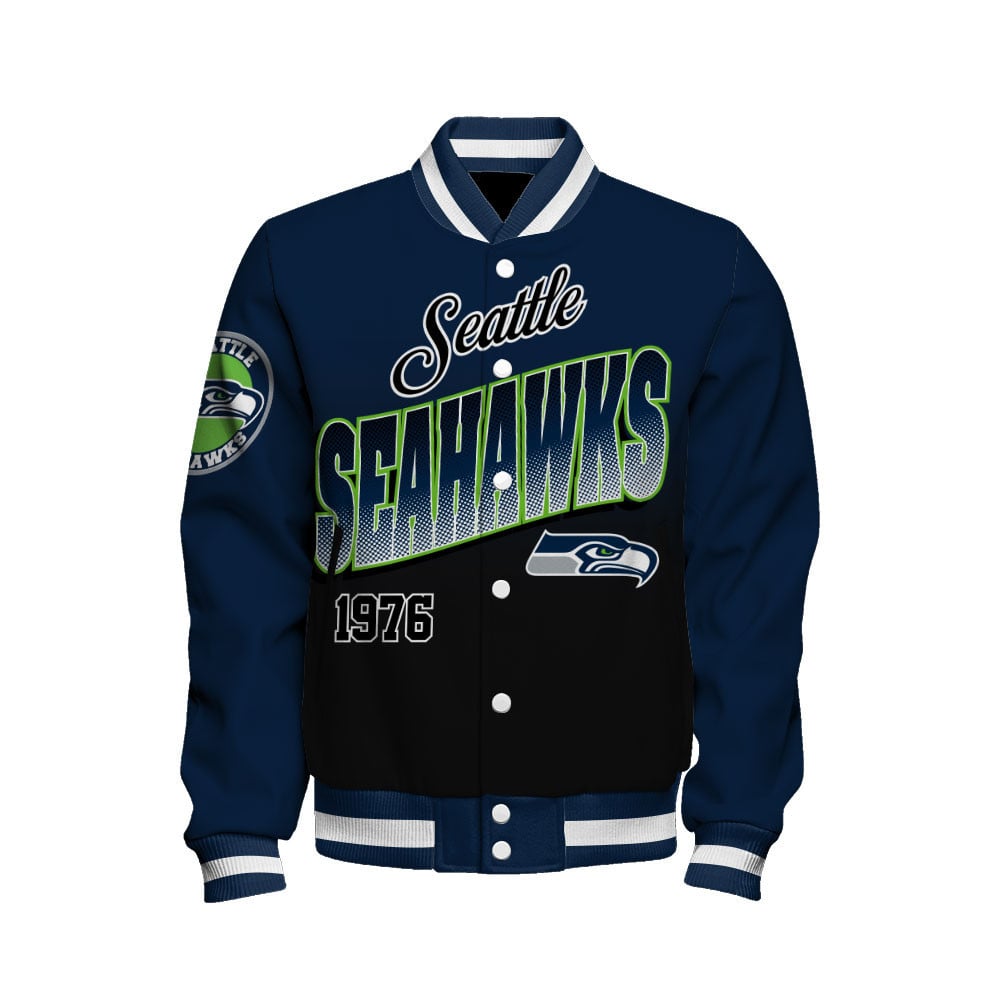 Seattle Seahawks Stylish Gradient Color Scheme Varsity Jacket