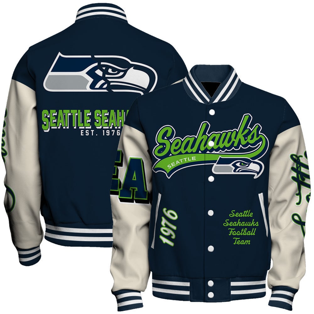 NFL Seattle Seahawks Iconic Letterman Heritage Meets Style Varsity Jacket