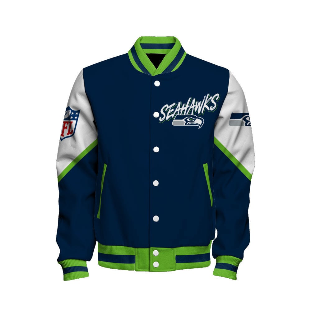 NFL Seattle Seahawks X Super Bowl Champions Gold Ring Varsity Jacket