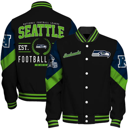 Seattle Seahawks Football Club Iconic Logo We Are 12 Varsity Jacket