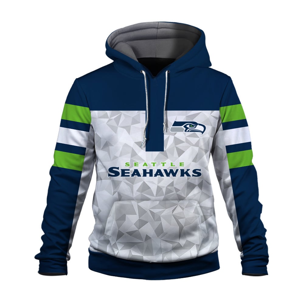 NFL Seattle Seahawks Game Day Essential White/Navy 3D Hoodie