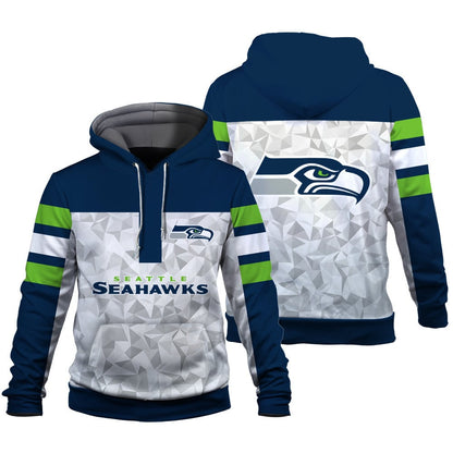 NFL Seattle Seahawks Game Day Essential White/Navy 3D Hoodie
