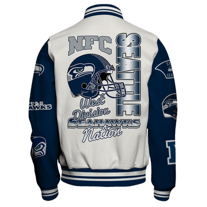 Seattle Seahawks Nation Primary Logo Sports Night Classic Varsity Jacket