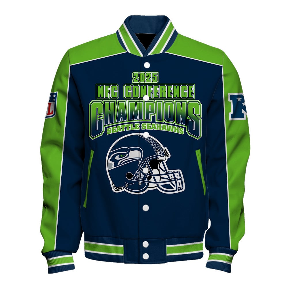 Seattle Seahawks Courage & Glory 2025 NFC Conference Champions Varsity Jacket