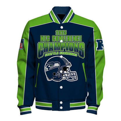 Seattle Seahawks Courage & Glory 2025 NFC Conference Champions Varsity Jacket