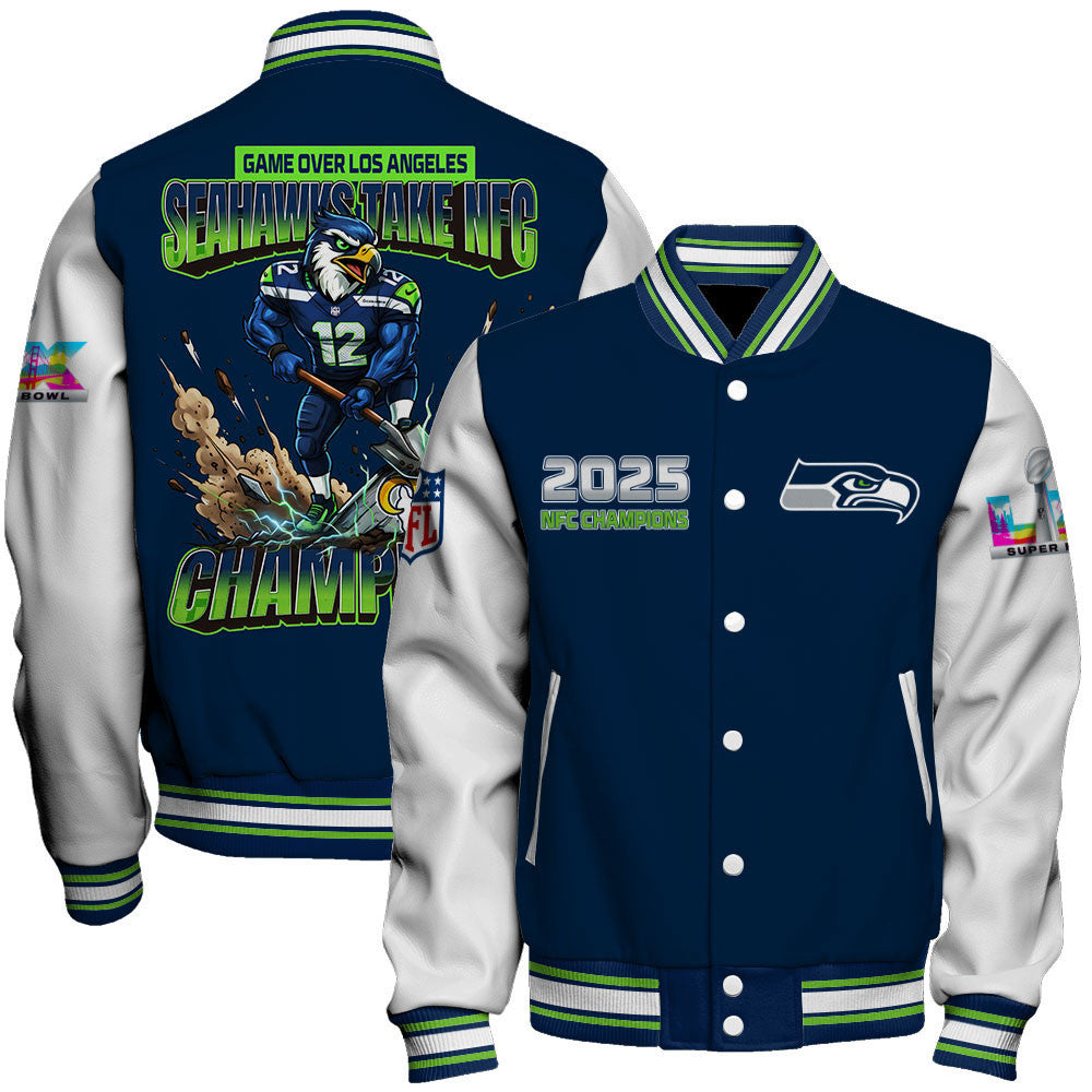 Seattle Seahawks 2025 NFC Champions: The "Seahawks Take NFC" Masterpiece Varsity Jacket