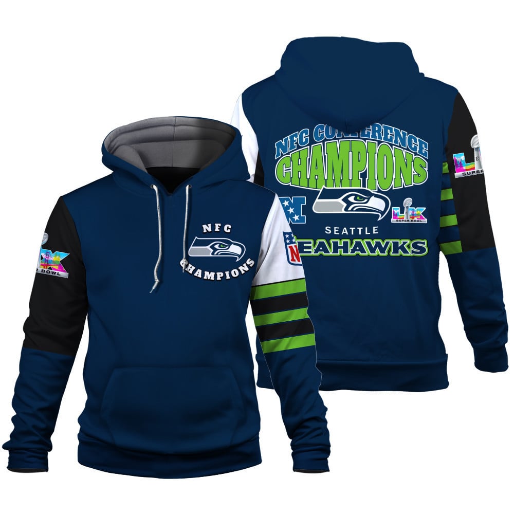 Seattle Seahawks 2025 NFC Conference Champions: The Ultimate Victory 3D Hoodie