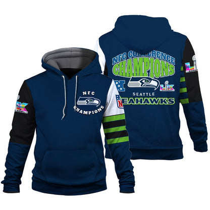 Seattle Seahawks 2025 NFC Conference Champions: The Ultimate Victory 3D Hoodie