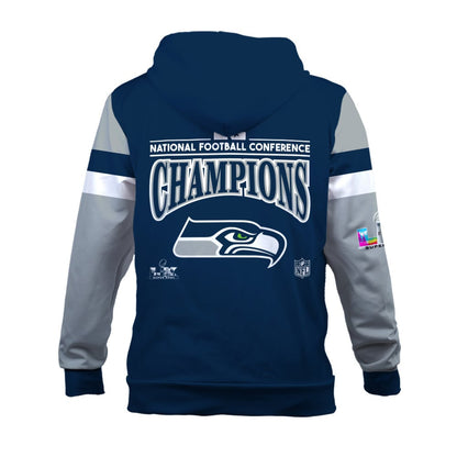 Seattle Seahawks National Football Conference Champions 2025 3D Zip Hoodie