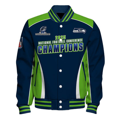 Seattle Seahawks 2025 NFC Champions – The Peak of Glory Is Back Varsity Jacket