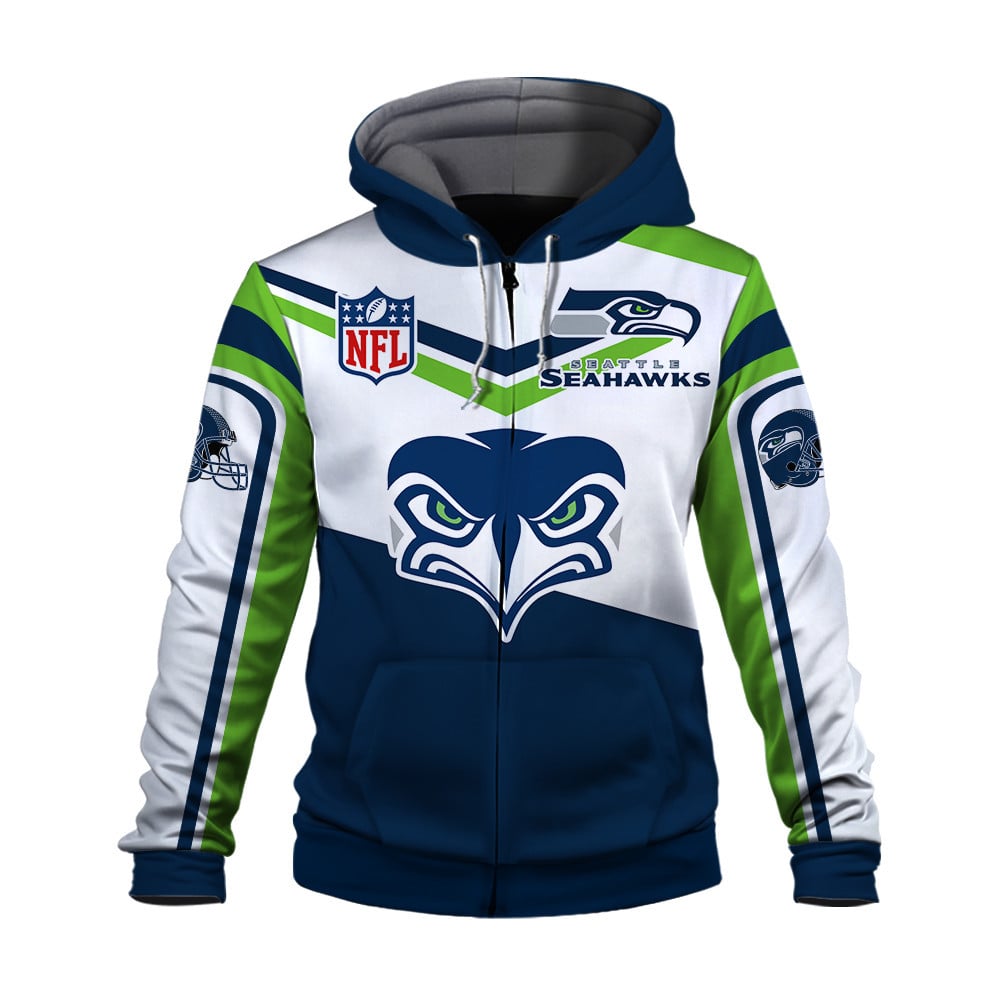 NFL Seattle Seahawks Power Forward Full-Snap Limited Edition 3D Zip Hoodie