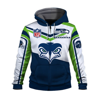 NFL Seattle Seahawks Power Forward Full-Snap Limited Edition 3D Zip Hoodie