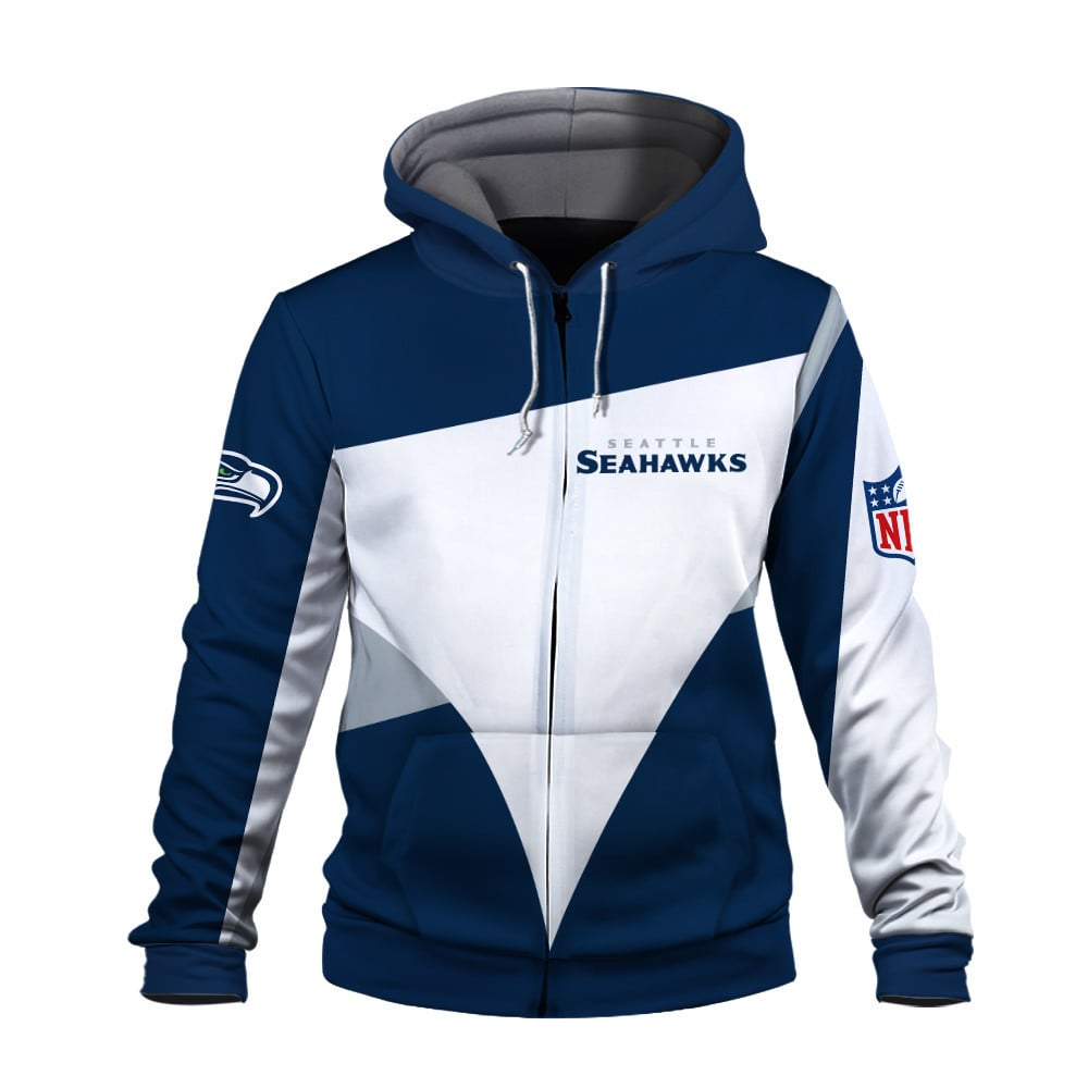 NFL Seattle Seahawks Team Color Pride Exclusive Design 3D Zip Hoodie