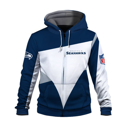 NFL Seattle Seahawks Team Color Pride Exclusive Design 3D Zip Hoodie