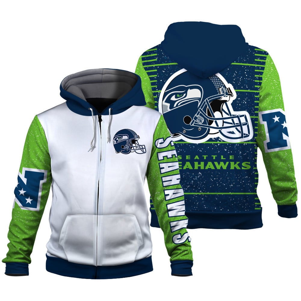 Seattle Seahawks Exclusive National Football League Graphic Design 3D Zip Hoodie