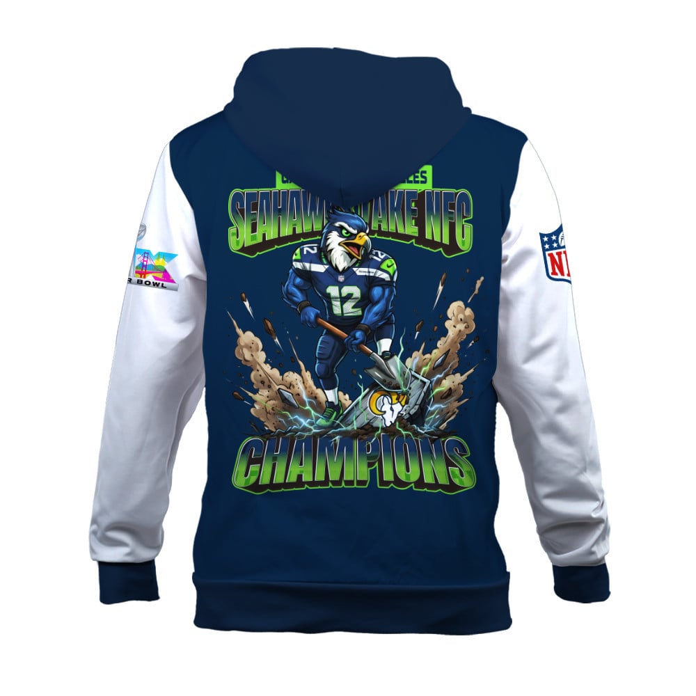 Seattle Seahawks 2025 NFC Champions: The "Seahawks Take NFC" Masterpiece 3D Zip Hoodie