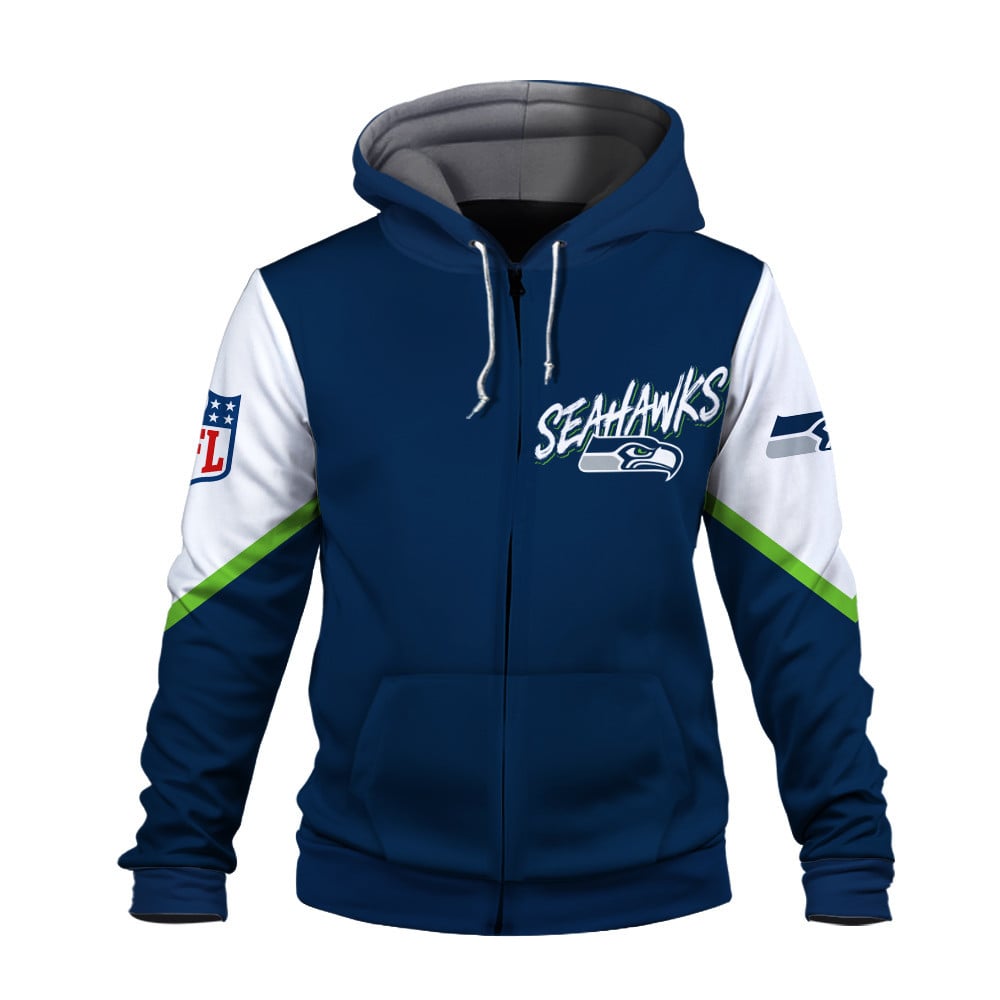 NFL Seattle Seahawks X Super Bowl Champions Gold Ring 3D Zip Hoodie