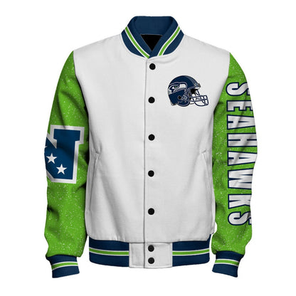 Seattle Seahawks Exclusive National Football League Graphic Design Varsity Jacket