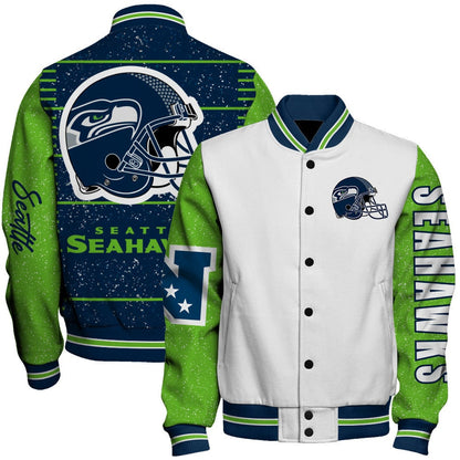 Seattle Seahawks Exclusive National Football League Graphic Design Varsity Jacket