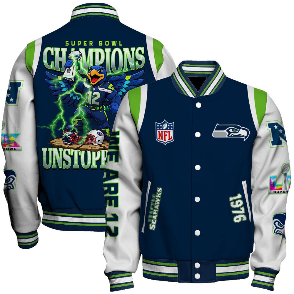 Seattle Seahawks 2025 Super Bowl Champions Unstoppable Varsity Jacket