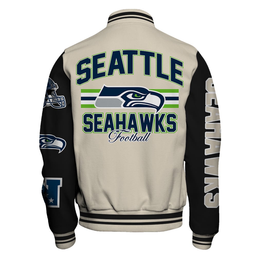 NFL Seattle Seahawks Power & Pride Game Day Cream/Black Varsity Jacket