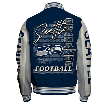 Seattle Seahawks Team Colors Graphic - Unmatched Style Varsity Jacket
