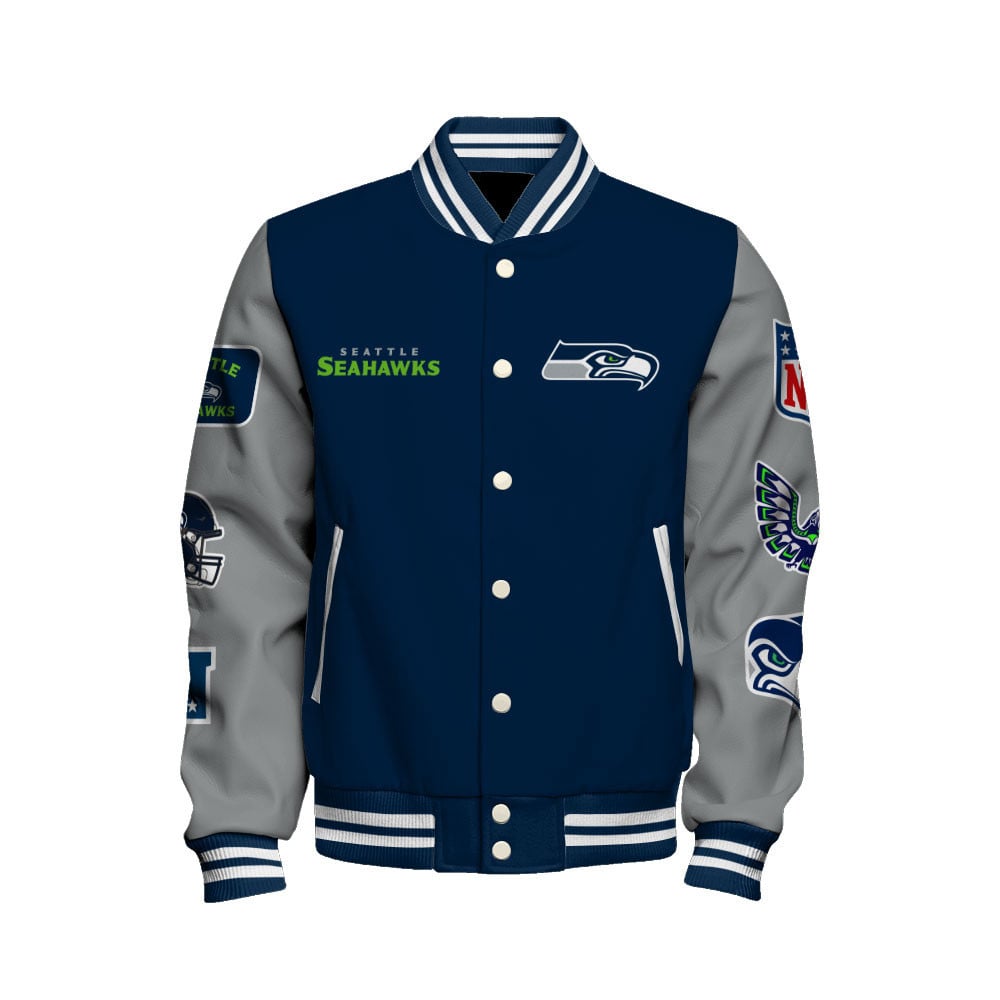 NFL Seattle Seahawks X Super Bowl Champions Iconic Design Varsity Jacket