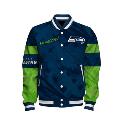 NFL Seattle Seahawks Warrior Spirit Signature Collection Retro Varsity Jacket