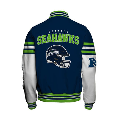 NFL Seattle Seahawks Classic Team Colors Premium Streetwear Varsity Jacket