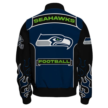 Seattle Seahawks Show Your Passion With The Fiery Design Varsity Jacket