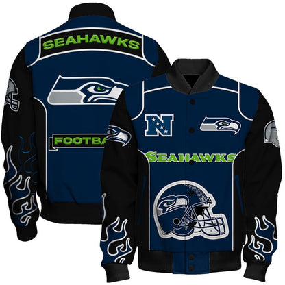 Seattle Seahawks Show Your Passion With The Fiery Design Varsity Jacket