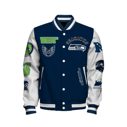 NFL Seattle Seahawks The Beautiful Art of Football Iconic Varsity Jacket