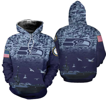 Seattle Seahawks Camouflage Carrier 3D Pullover Hoodie