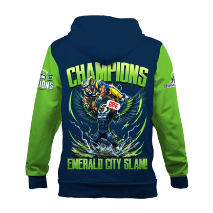 Seattle Seahawks 2025-26 NFC & Super Bowl Champions 3D Hoodie