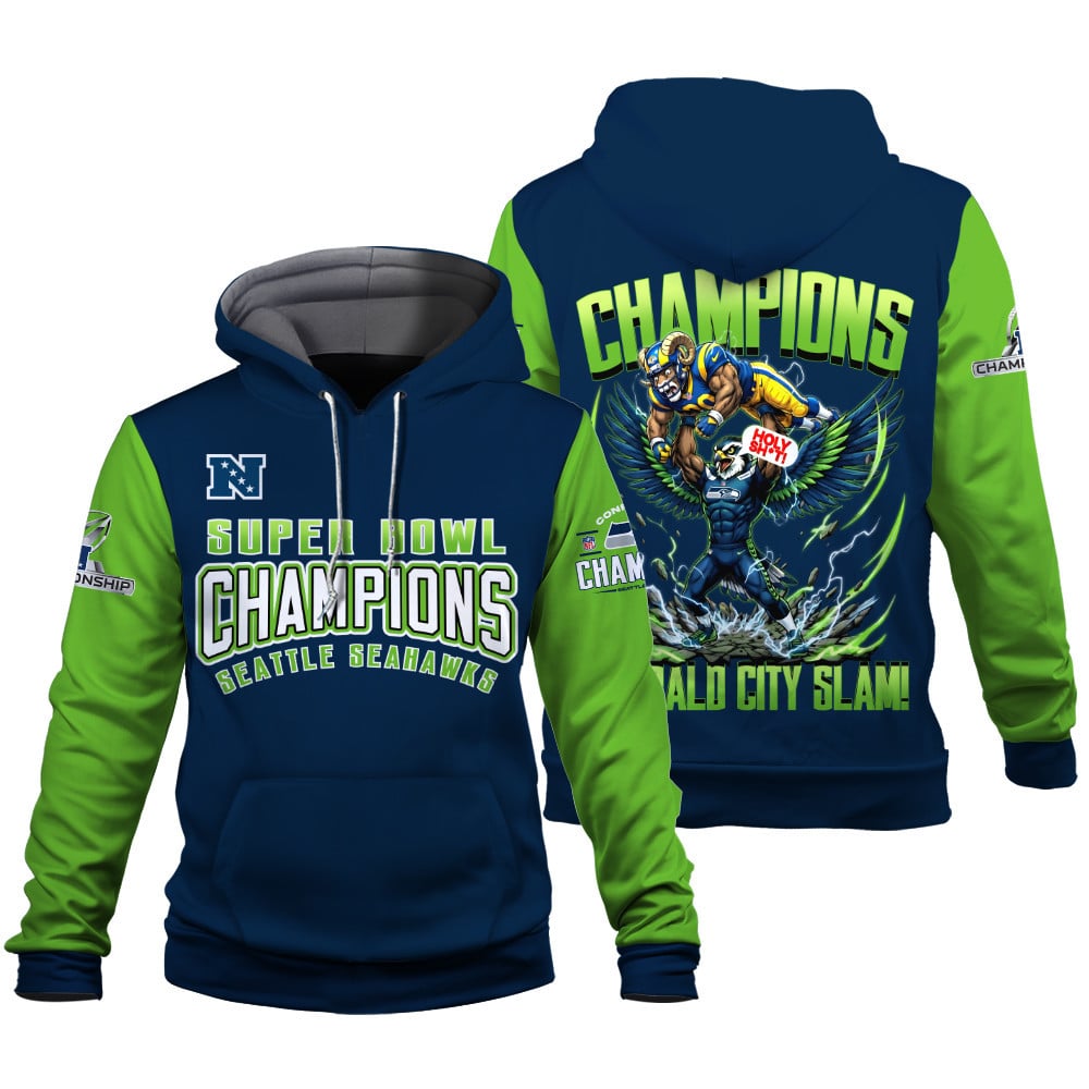 Seattle Seahawks 2025-26 NFC & Super Bowl Champions 3D Hoodie