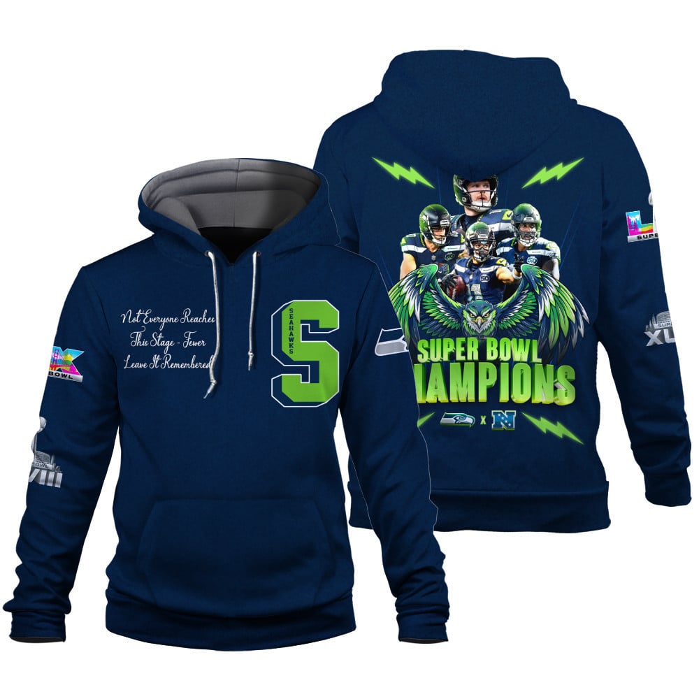 Seattle Seahawks Super Bowl LX Champions Graphic Design 3D Hoodie