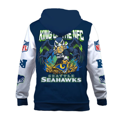 Seattle Seahawks King of The NFC 2025-26 Champions 3D Zip Hoodie
