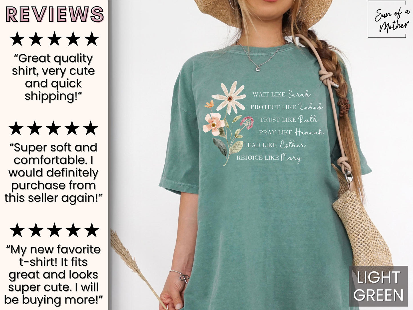 Floral Christian Shirt Women of the Bible Shirt Comfort Colors Religious Shirt Boho Christian Tshirt Faith Tee Women Christian T Shirt