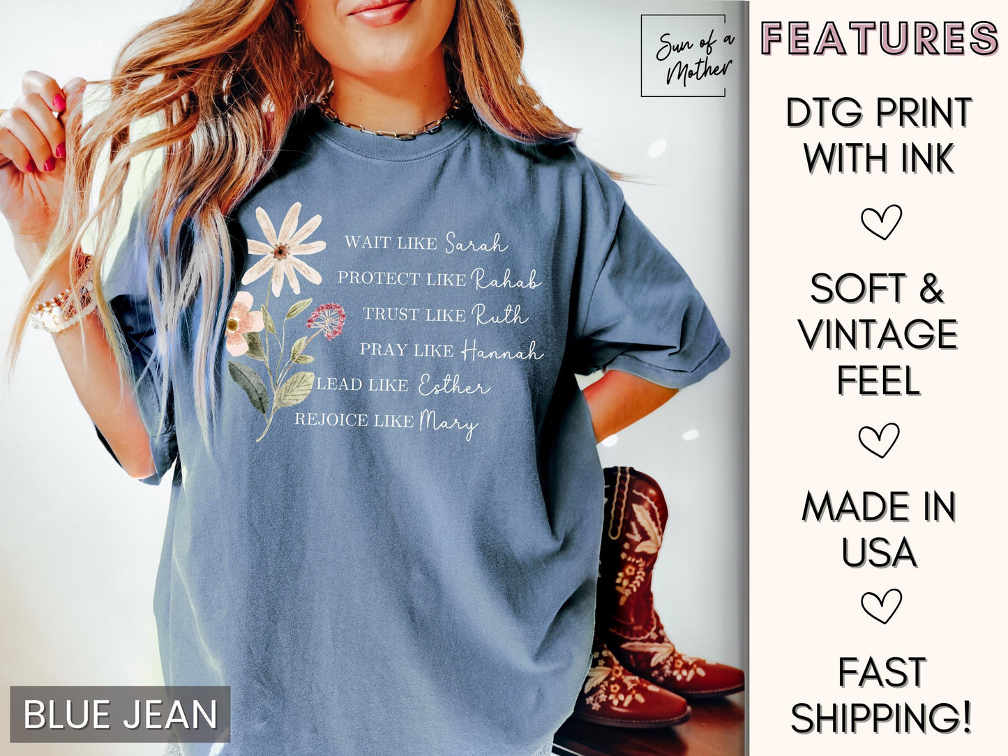 Floral Christian Shirt Women of the Bible Shirt Comfort Colors Religious Shirt Boho Christian Tshirt Faith Tee Women Christian T Shirt