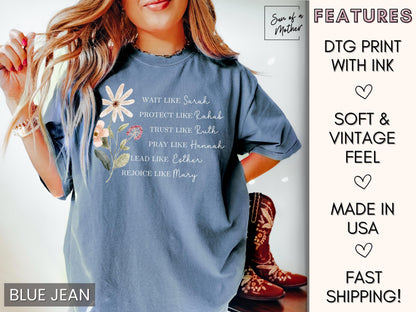 Floral Christian Shirt Women of the Bible Shirt Comfort Colors Religious Shirt Boho Christian Tshirt Faith Tee Women Christian T Shirt