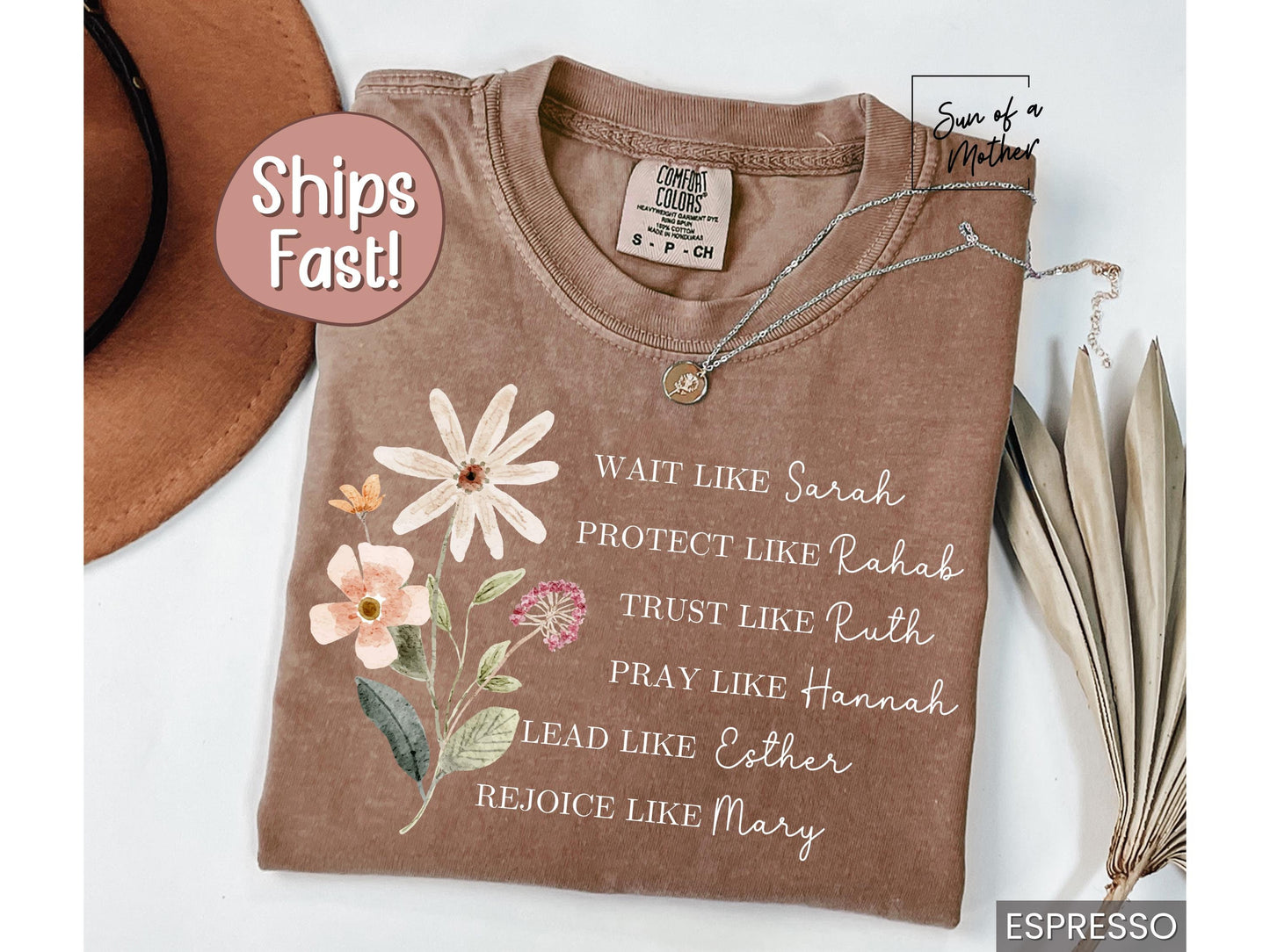 Floral Christian Shirt Women of the Bible Shirt Comfort Colors Religious Shirt Boho Christian Tshirt Faith Tee Women Christian T Shirt