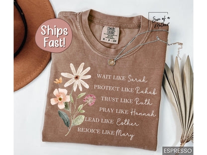 Floral Christian Shirt Women of the Bible Shirt Comfort Colors Religious Shirt Boho Christian Tshirt Faith Tee Women Christian T Shirt