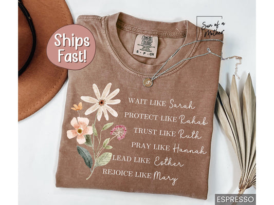 Floral Christian Shirt Women of the Bible Shirt Comfort Colors Religious Shirt Boho Christian Tshirt Faith Tee Women Christian T Shirt