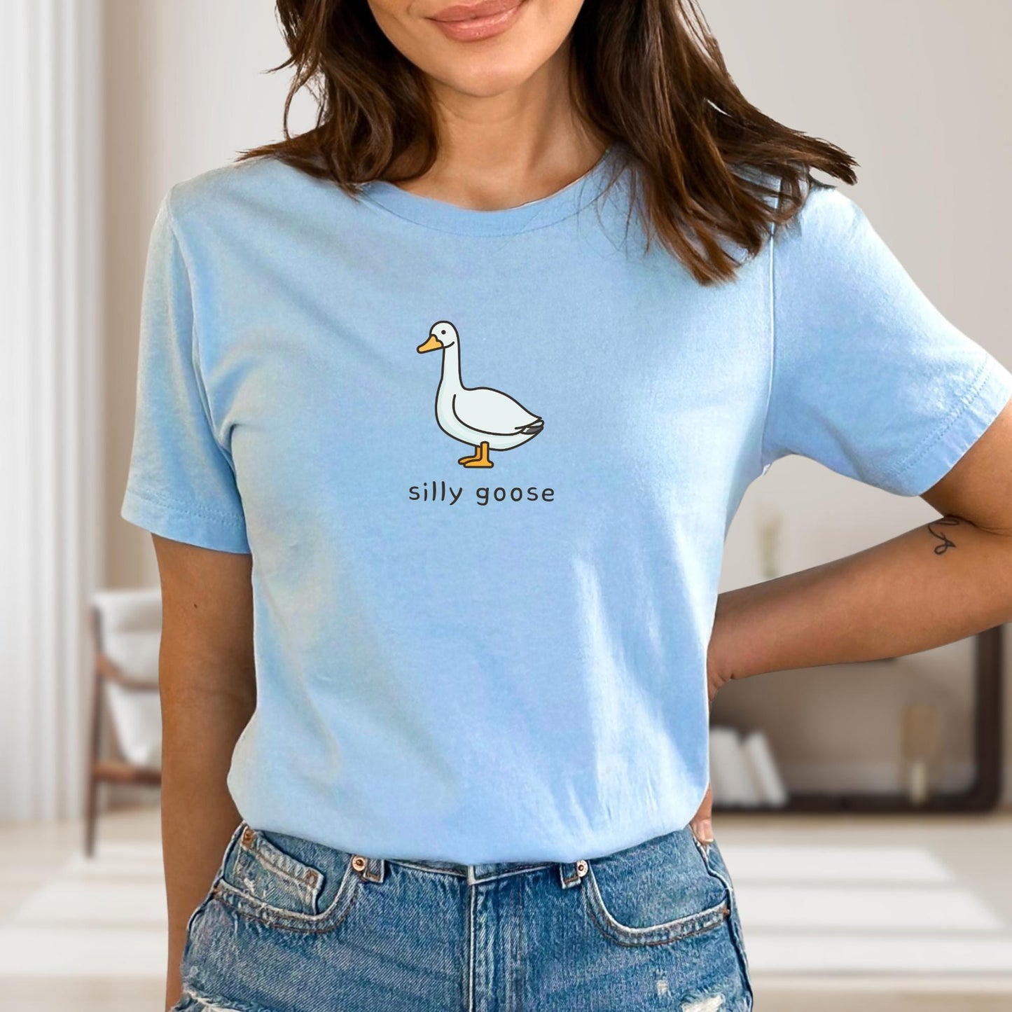 Minimalist Silly Goose T-Shirt, Cute Animal Lover Gift