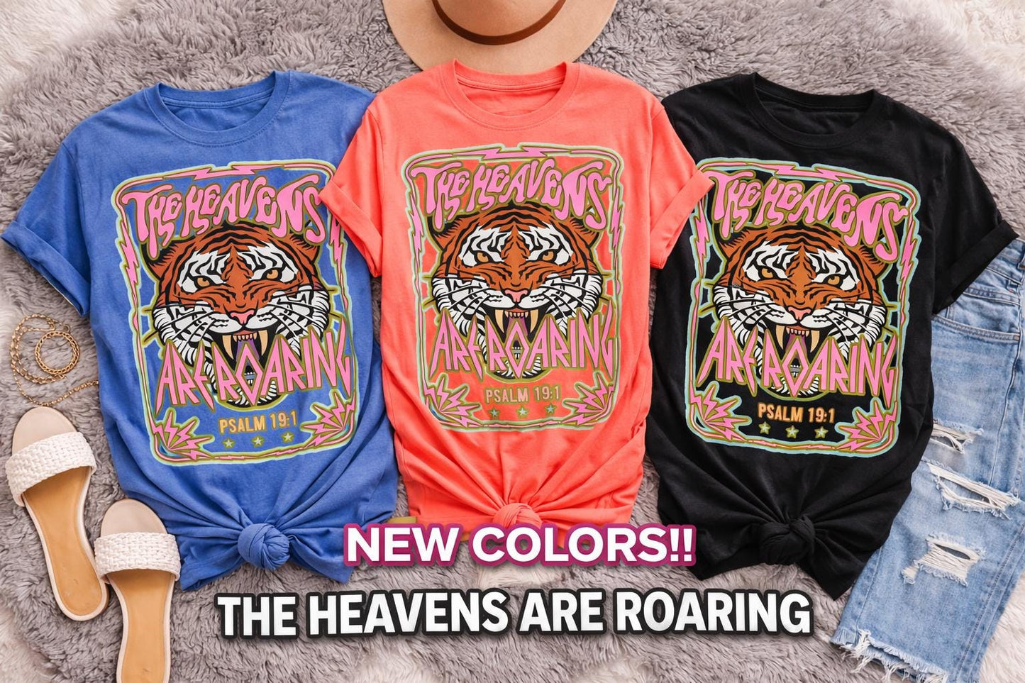Comfort Colors The Heavens Are Roaring Shirt, Retro Christian Tee, The Heavens Are Roaring Christian Apparel Tee Bible Verse Christian Woman
