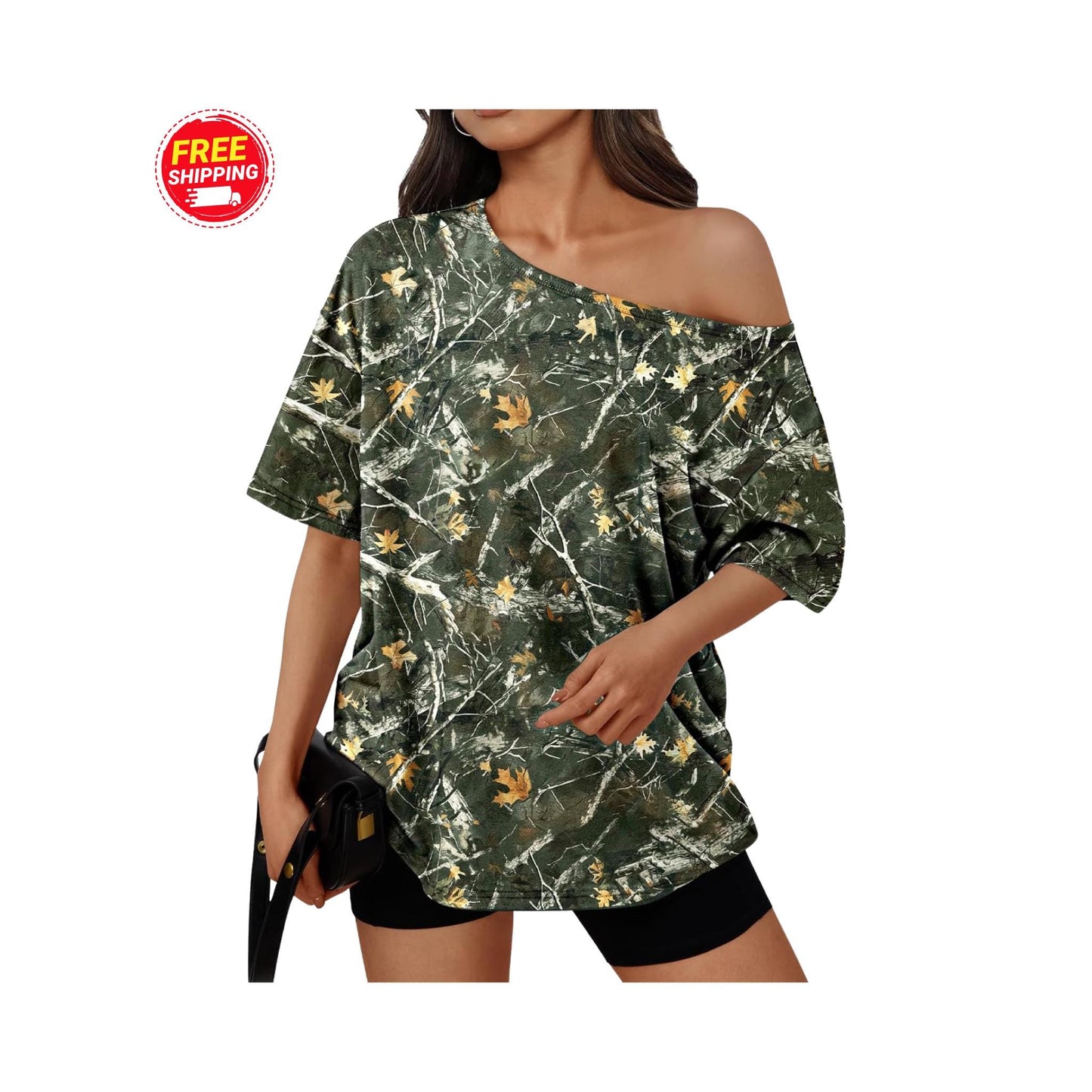 Off Shoulder Oversized T-Shirt Women Loose Casual Summer Tee Short Sleeve Trendy Top