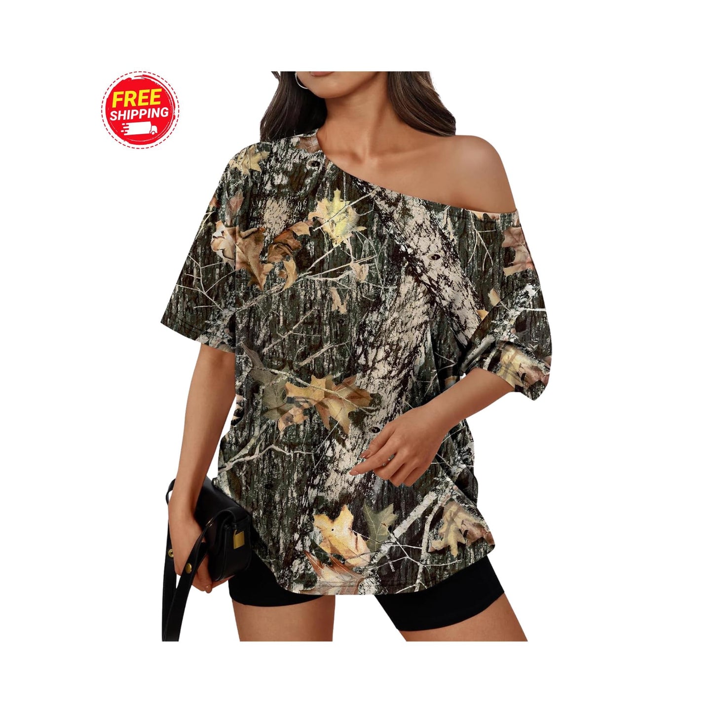 Off Shoulder Oversized T-Shirt Women Loose Casual Summer Tee Short Sleeve Trendy Top